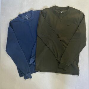 3 Men's Blue and Green Crew Neck Shirts